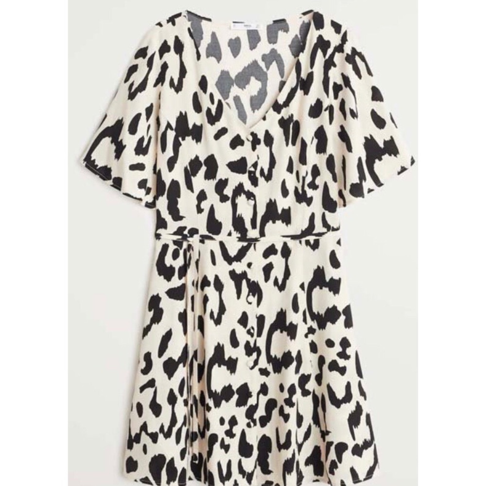 Mango Leopard Button Front Dress - Picture 3 of 4